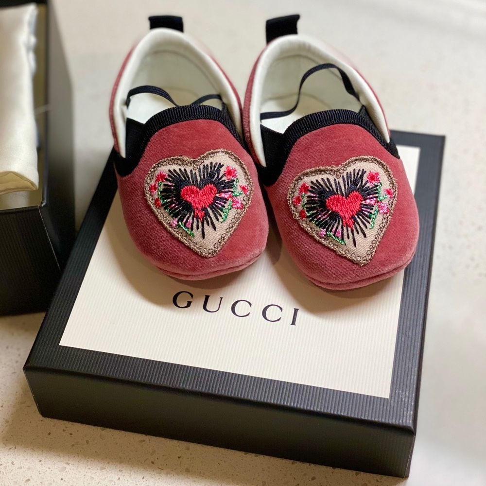 Gucci Baby Velvet Slipper Shoes